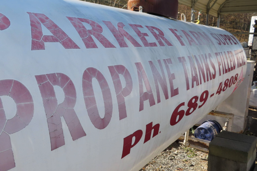 Propane tank filling station with tanks available for sale